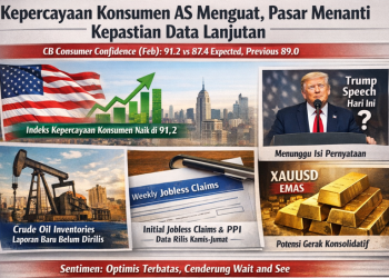 Kepercayaan Konsumen A.S Menguat, Pasar Masih Menunggu Kepastian Data Lanjutan